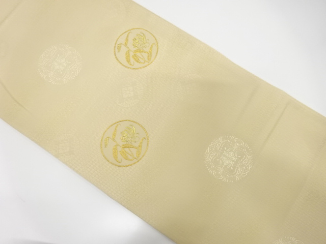 JAPANESE FUKURO OBI / WOVEN FLOWER ROUNDEL